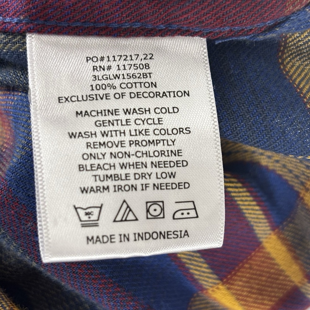 Levi's Mens‎ Flannel Shirt Size XLT Long Sleeve Red Blue Yellow Plaid Western - Picture 6 of 6